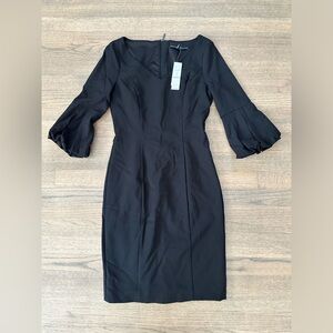 NEW White House Black Market BP Lantern Sleeve Sheath Dress-Size 0-Black